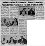 Universidat di Kòrsou i Blue Economy Foundation Curaçao ta bai traha huntu : pa desaroyá mas konosementu i hasi investigashon